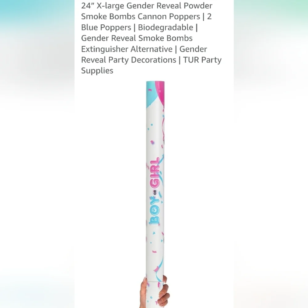 New - (2) 24 Inch GENDER REVEAL POWDER CANNONS